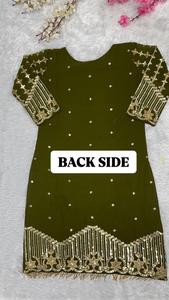 เสื้อและกางเกงผ้าจอร์เจียปักลายสวยงามชุดงานขอบลูกไม้แฟนซีชุดปาร์ตี้ - Product Image 5