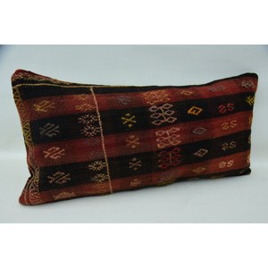 Oreiller à carreaux Kilim en laine brune 12x24 pouces motif tartan oreiller décoratif en soie tissée à imprimé floral de luxe - Product Image 2