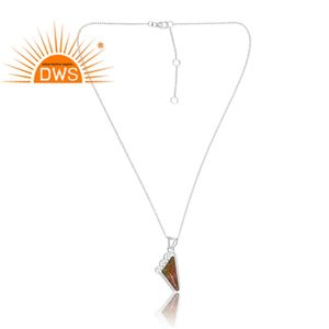 Último diseño 925 plata esterlina Natural Unakite piedra preciosa colgante collar joyería personalizada para mujer regalo para ella - Product Image 1