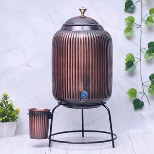 Wholesale Antique <b>Copper</b> Embossed <b>Strip</b> Design Water Dispenser From India For Restaurant Hotel Home Use - Product Image 5