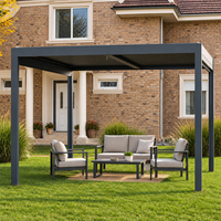 Pergola bioclimatique motorisée extérieure en aluminium 6063-T5 résistant aux intempéries, avec toit à lames orientables électriques et commande intelligente