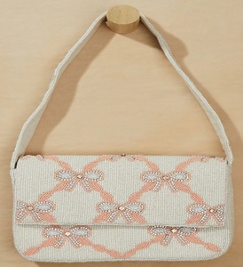 Bolso de Hombro Artesanal con Cuentas, Diseño de Costa Veraniega, con Rayas Rojas y Estampado de Playa, Bolso Pequeño con Solapa para Mujer, Ideal para Fiestas Nocturnas - Product Image 3