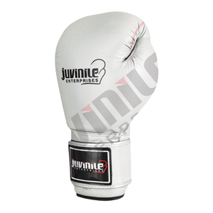Gants de boxe en cuir véritable blancs à doigts entiers, design optimal, unisexe, respirants, haute qualité, pour le kickboxing et la frappe. - Product Image 1