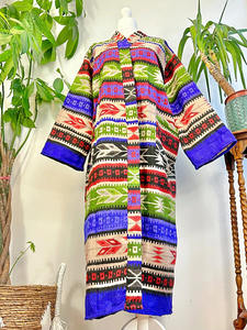 Kimono floral en mélange de laine de Yak unisexe motif géométrique urbain décalé citron vert décontracté été hiver automne tricoté printemps femmes - Product Image 6