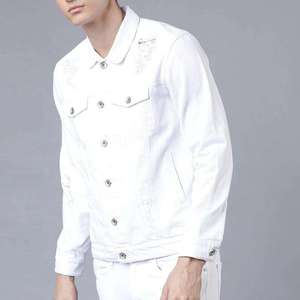 Wholesale Custom <b>Men's</b> Stylish Solid White Denim <b>Trucker</b> <b>Jacket</b> Latest Design 100% Cotton Casual Outdoor Coat Custom Logo OEM - Product Image 4