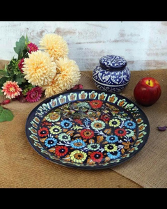 Belle assiette de service en céramique de poterie bleue, plat de service peint à la main en gros, plat de service Offre Spéciale - Product Image 6