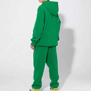 Sudadera con capucha de gran tamaño con estampado de abullonado personalizado de los fabricantes y conjunto de chándales para correr, ropa de calle holgada de 2 piezas personalizada para hombres - Product Image 2