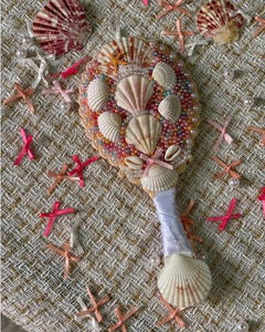 Miroir de coquillage portable avec des coquillages mixtes authentiques, miroir de coquillage de poche décoratif pour les amateurs de maquillage de mode et de plage - Product Image 5