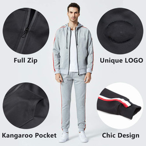 Survêtements en polyester pour hommes Ensemble de 2 pièces personnalisé Ensemble de jogging de piste vierge avec marque privée Ensemble de pantalons de survêtement et de sweats à capuche pour hommes - Product Image 5