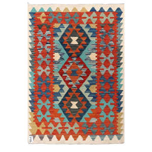Alfombra Kilim de Maimana, Afganistán, 119 x 80 cm, Alfombra Afgana Tradicional Hecha a Mano - Product Image 1