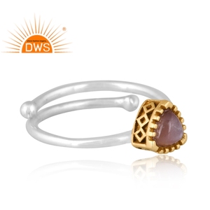 Diseño hecho a mano plata de ley fina piedra lunar de Chocolate Natural piedra preciosa anillo ajustable joyería para mujer regalo para ella - Product Image 2
