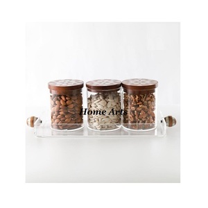 Wood And Acrylic <b>Dry</b> Fruits Nuts Server Round Shape Customized Size Chocolates Nuts Server With Premium Quality - Product Image 1