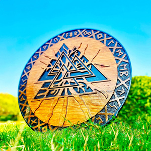 Bouclier de bataille médiéval authentique Viking Ragnar Loth Brok, fait à la main, design usé, personnalisable OEM - Product Image 5