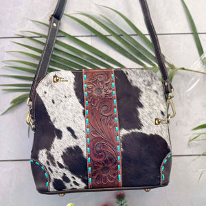 Bolso de piel de vaca bohemio de nuevo diseño para mujer, ligero con cierre de cremallera, decorado con letras, tamaño grande, superventas - Product Image 1