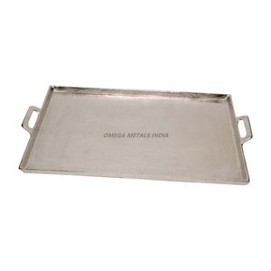 Plateau de service rectangulaire argenté élégant avec finition lisse et poignées pratiques Plateau élégant pour un usage quotidien Dîner élégant - Product Image 3