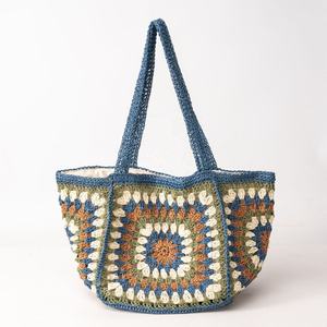 Bolso Tote de Ganchillo, Nuevo, Moderno, Geométrico, de un Solo Hombro, Tejido en Algodón, Hecho a Mano, de Gran Capacidad, para Vacaciones en la Playa - Product Image 1