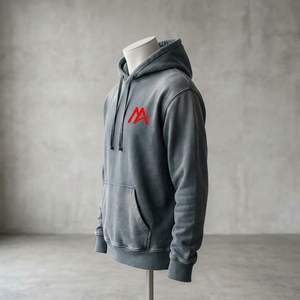 <b>Men's</b> <b>Grey</b> Graphic Pullover Hoodie <b>Fleece</b> Sweatshirt Streetwear Fashion Casual Hooded Top Custom Wholesale OEM ODM Apparel Heavy - Product Image 2