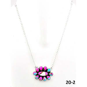 Southwest Style Cotton <b>Candy</b> Mohave & Sterling Silver Bezel-Set <b>Necklace</b> Gift - Product Image 1