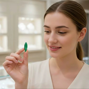 พลอยออนิกซ์สีเขียวธรรมชาติทรงหลังเบี้ยแบบคลาสสิก เรียบเนียน จาก H a Gems รุ่น 90 รูปทรงผสม สำหรับทำเครื่องประดับ - Product Image 3