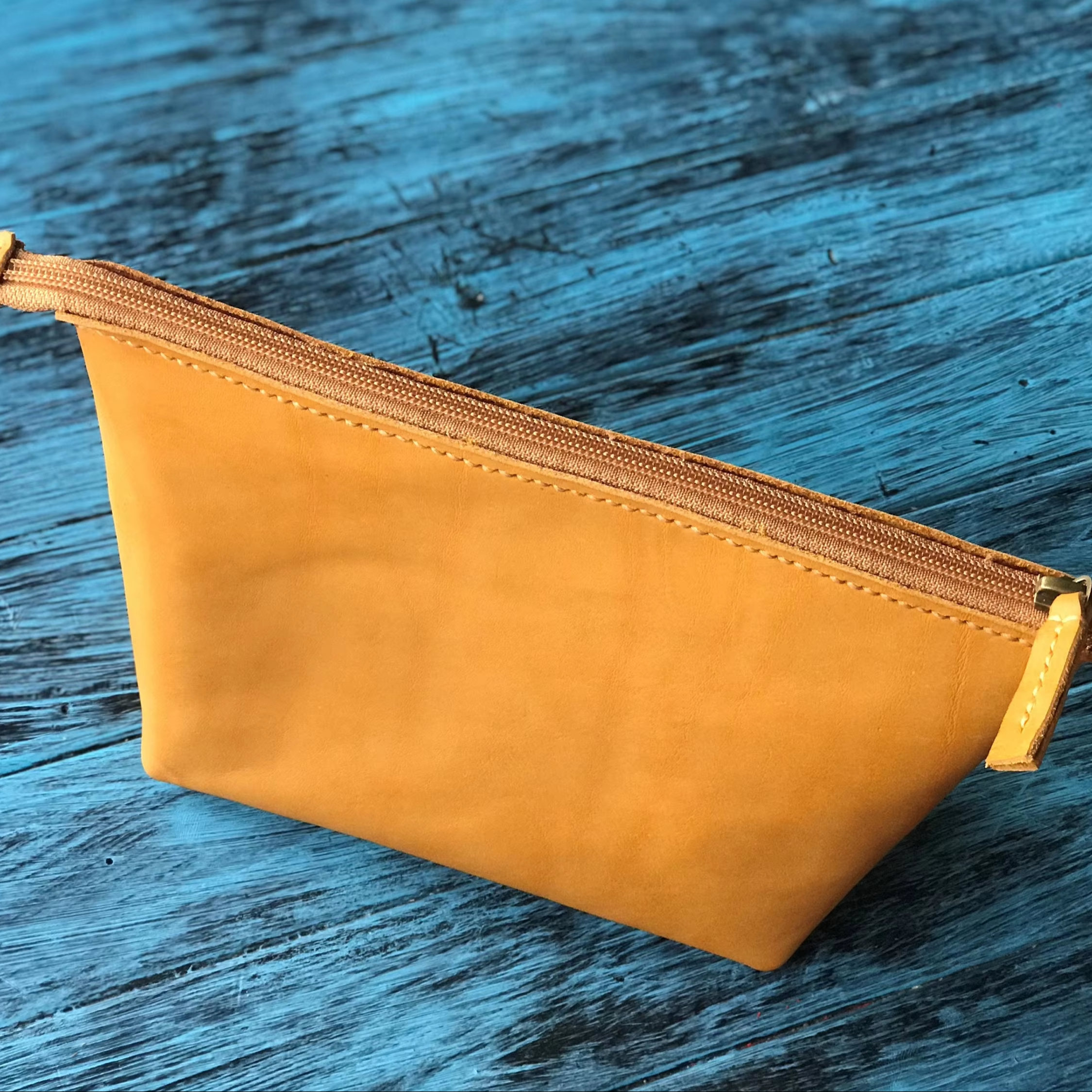 Wholesale Genuine Leather Travel for Toiletry Pouch LCB-0027 Double Zipper Men's Cosmetic Wash Bag Vintage Style for Makeup