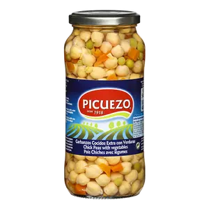 Preserves Pulses Made in Spain Canned Chick Peas Extra Quality Cooked Chickpeas with Vegetables in jar for Retail and Horeca