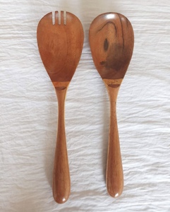 Juego de Cubiertos para Ensalada de Madera de Acacia Natural con Mango de Resina para Vajilla, Utensilios de Cocina, Decoración del Hogar, Herramientas para Servir y Mezclar Ensaladas - Product Image 4