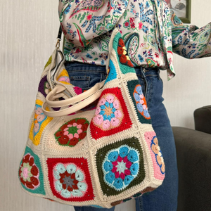 Grand sac fourre-tout fait main - Artisanat de luxe, sac à bandoulière bohème surdimensionné pour les voyages et le style quotidien NF - Product Image 3