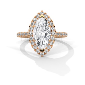 Anillo de boda de diamante cultivado Halo Leb corte Marquesa Original, anillo de compromiso de Plata de Ley 925 para mujer, joyería fina - Product Image 3