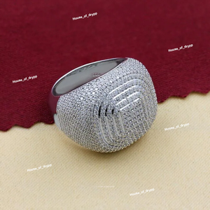 Bague dôme en moissanite sertie de diamants argentés, luxe, pavé complet, hip hop, bague de déclaration pour homme, lourde, brillante, pour les soirées, cadeau - Product Image 2