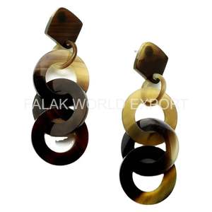 Dernière conception de boucle d'oreille en corne de boeuf de vache boucle d'oreille en corne de buffle bijoux naturels élégants personnaliser la taille conception de bijoux boucle d'oreille par FWE - Product Image 3