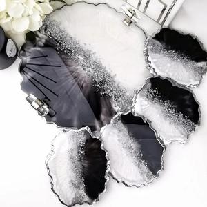 Plateau de service de luxe en résine Service carré de vanité en résine multicolore - Product Image 1