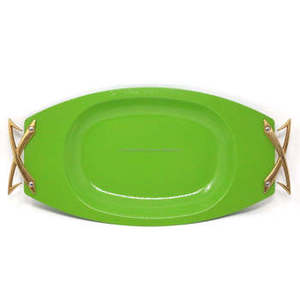 Plateau de service en métal vert de qualité supérieure avec poignées en laiton élégantes Plateau alimentaire recyclable pour les événements gastronomiques haut de gamme - Product Image 4