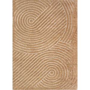 Azalea Hand Knotted <b>Wool</b> & Bamboo Silk Rug Beige & <b>Brown</b> 10mm Thick Abstract Design for Home & Hallway Rectangle Model-Esk-346 - Product Image 1
