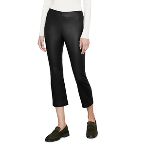 2025 pantalones de cuero PU verde para mujer, logotipo personalizado, estilo impreso, temporada de invierno, ajuste Regular, cintura media, lavado medio, transpirable - Product Image 2