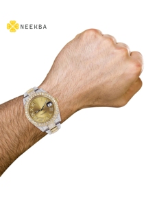 Reloj de moissanita manual 100% con números romanos y esfera Sunburst, reloj analógico de moissanita con busto estilo hip hop de La India - Product Image 5