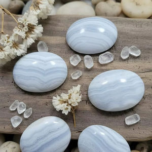 Cabujón de Ágata Azul de Primera Calidad, Tamaños y Formas Variados, Cabujón de Ágata Azul Liso, 20% de Descuento y Regalo - Product Image 4