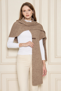 Poncho-châle chic pour femme à capuche en tricot, élégant, chaud, doux au toucher, respirant, écharpe d'hiver à capuche, tricot multifonctionnel - Product Image 6