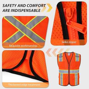 เสื้อกั๊กนิรภัยมีซิปด้านหน้าและกระเป๋าหลายช่องเสื้อกั๊กมองเห็นได้ชัดเจน - Product Image 4