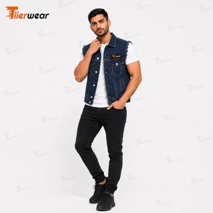 Chalecos Vaqueros de Mezclilla para Hombre, Fabricante, Venta al por Mayor, Chaleco Vaquero Personalizado, Sin Mangas, Ropa de Trabajo, Moda Urbana, Algodón - Product Image 3