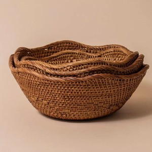 Conjunto de cestas de mimbre tejidas a mano para almacenamiento de cocina y decoración del hogar - Product Image 1