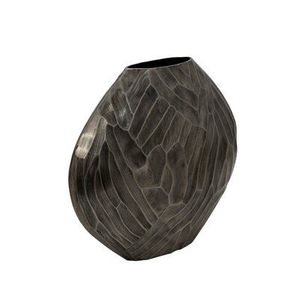 Vase de table en aluminium motif pierre bronze antique Art Déco The Metal Wave pour la décoration de la maison et du bureau avec base antidérapante - Product Image 2
