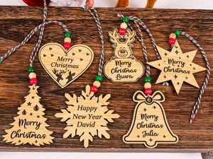 Charms de flocon de neige de Noël pour la fête de Noël Laser gravure pendentif décoration en gros - Product Image 5