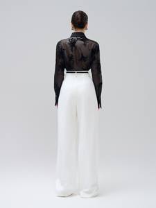 กางเกงลำลองขายาวทรงหลวมสำหรับผู้หญิงกางเกงขากว้าง2ถ้วยผ้าทอใยสังเคราะห์ผ้าสแปนเด็กซ์เสื้อผ้าสตรีสีขาวจากเวียดนาม - Product Image 3