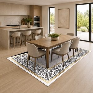 Tapis de salon en chenille antidérapant, motif neutre multicolore imprimé numériquement, lavable en machine, vente en gros - RUGS DEPOT LXDP-0096 - Product Image 4