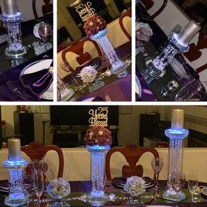 Florero de plata con candelabro, centro de mesa de cristal, decoraciones de mesa, soporte de flores de metal ecológico para Pascua - Product Image 6