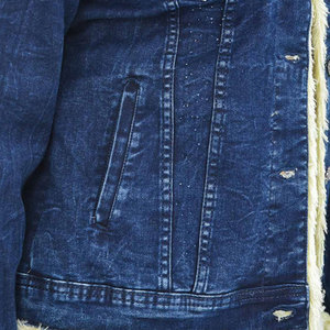 Nouveau bouton Style lourd longue fausse fourrure manches femmes jean veste mode sortie d'usine meilleure tenue femmes Denim déchiré veste - Product Image 6