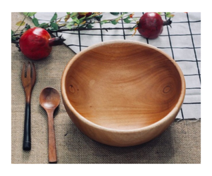 Saladier en bois d'acacia taille moyenne grande gravure de logo bols en bois de service à mélanger classiques faits à la main - Product Image 4