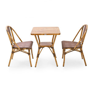 CBCF307 Outdoor Durable <b>Aluminum</b> <b>Table</b> and Chair Set Rustic Rattan-Look for Garden Dining or Warehouse Made of Polyester - Product Image 1