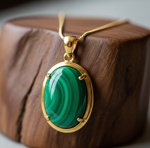 Top Grade 925 Sterling Silver Chain Lunette Réglage Bohème Naturel Malachite Forme Ronde Pendentif Guérison Cristal Mode Cadeau - Product Image 3