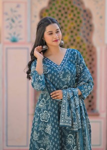 ชุดเสื้อกางเกงผ้าฝ้ายทรงหลวมสำหรับผู้หญิงชุดคอลเลกชั่นอินเดียระบายอากาศได้ดี - Product Image 2